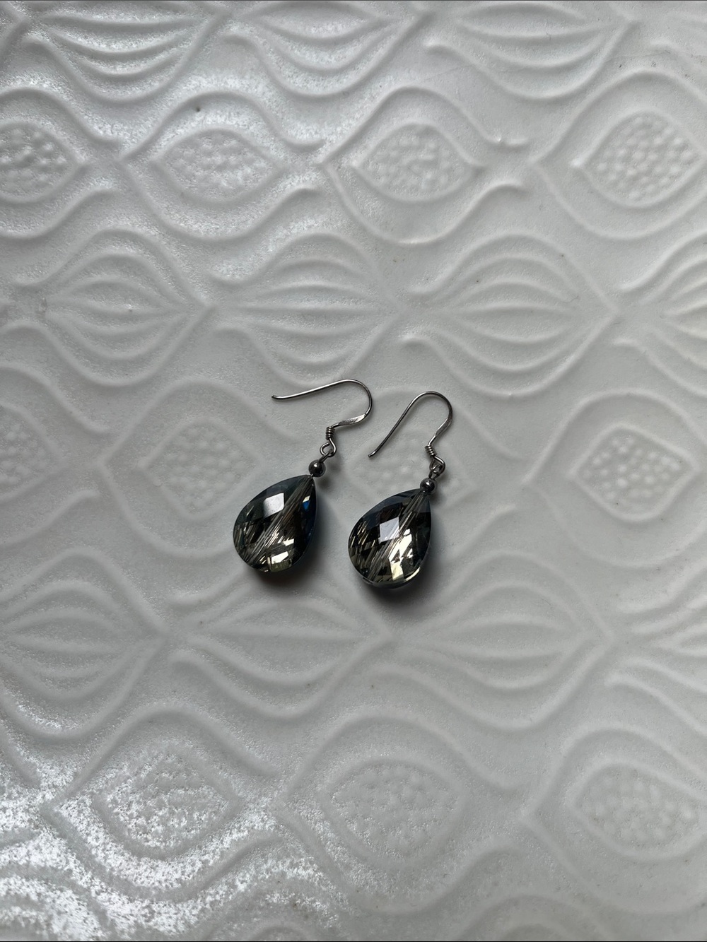Blue faceted prism earrings 925
